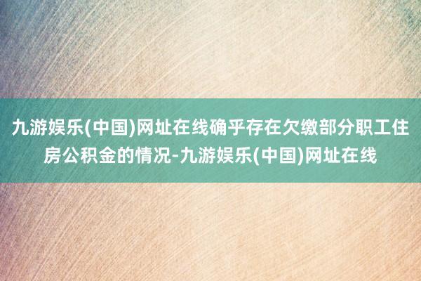 九游娱乐(中国)网址在线确乎存在欠缴部分职工住房公积金的情况-九游娱乐(中国)网址在线