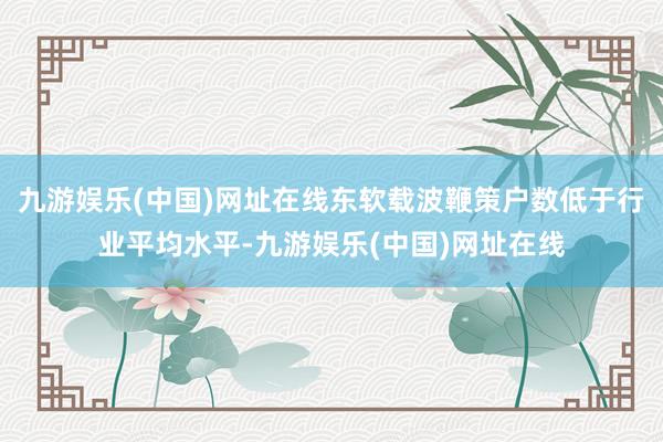 九游娱乐(中国)网址在线东软载波鞭策户数低于行业平均水平-九游娱乐(中国)网址在线